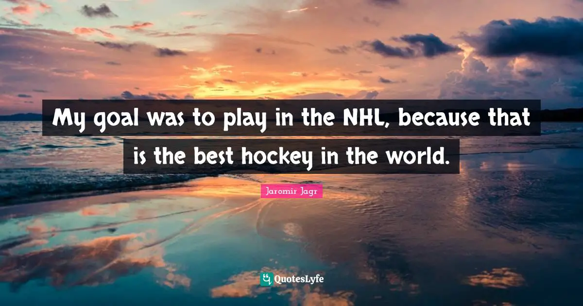 My goal was to play in the NHL, because that is the best hockey in the world.
