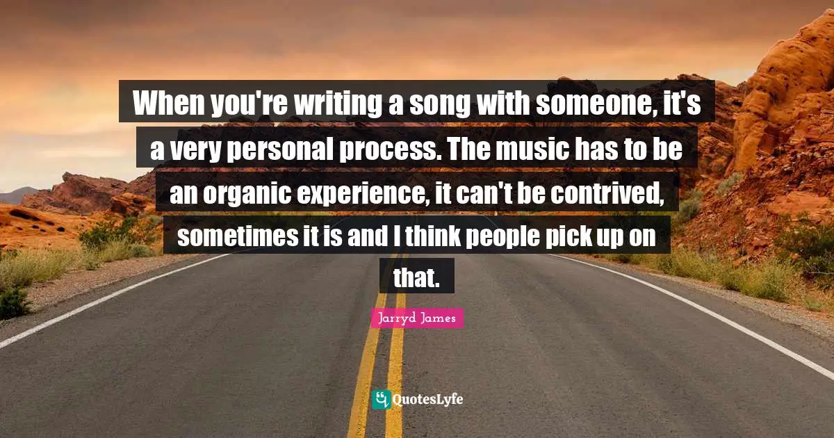 When you're writing a song with someone, it's a very personal process. The music has to be an organic experience, it can't be contrived, sometimes it is and I think people pick up on that.