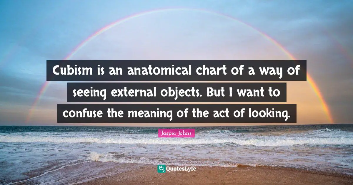 Cubism is an anatomical chart of a way of seeing external objects. But I want to confuse the meaning of the act of looking.