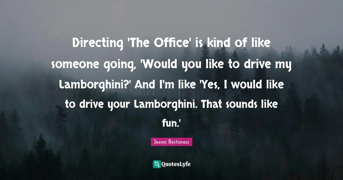 Directing 'The Office' is kind of like someone going, 'Would you like to drive my Lamborghini?' And I'm like 'Yes, I would like to drive your Lamborghini. That sounds like fun.'