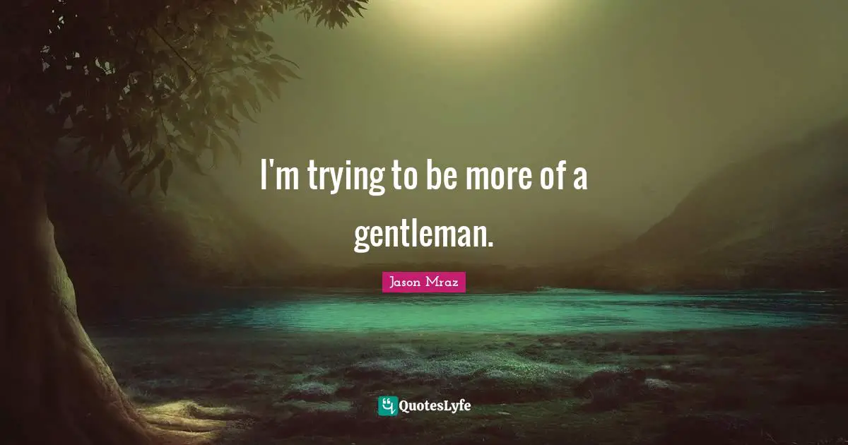 Jason Mraz Quotes: "I'm trying to be more of a gentleman."