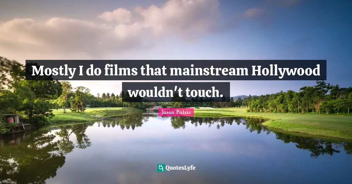 Mostly I do films that mainstream Hollywood wouldn't touch.