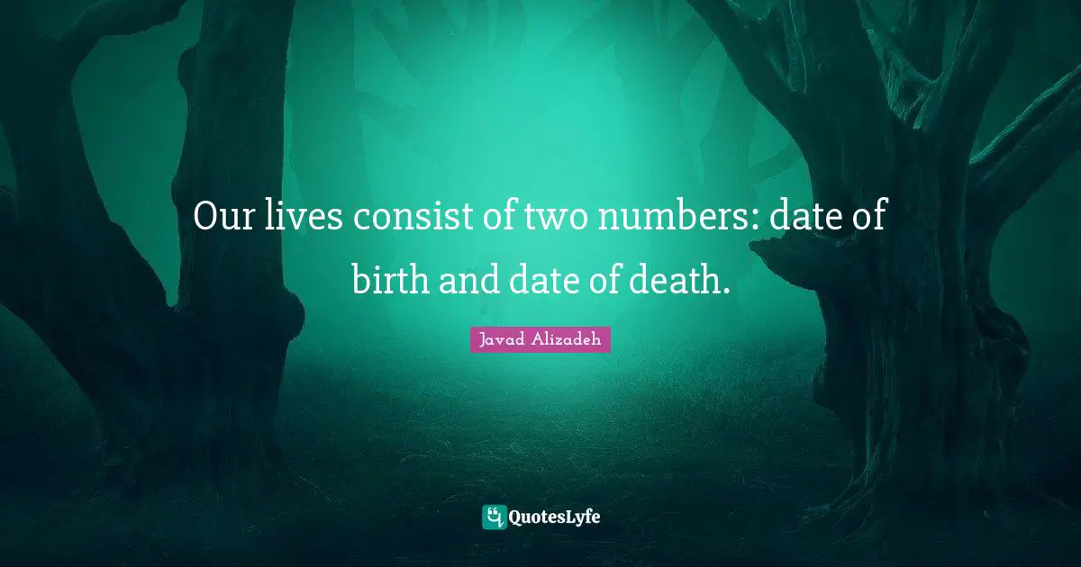 Javad Alizadeh Quotes: "Our lives consist of two numbers: date of birth and date of death."