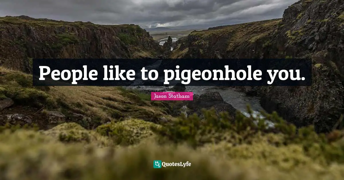 People like to pigeonhole you.