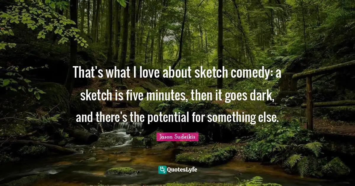 That's what I love about sketch comedy: a sketch is five minutes, then it goes dark, and there's the potential for something else.