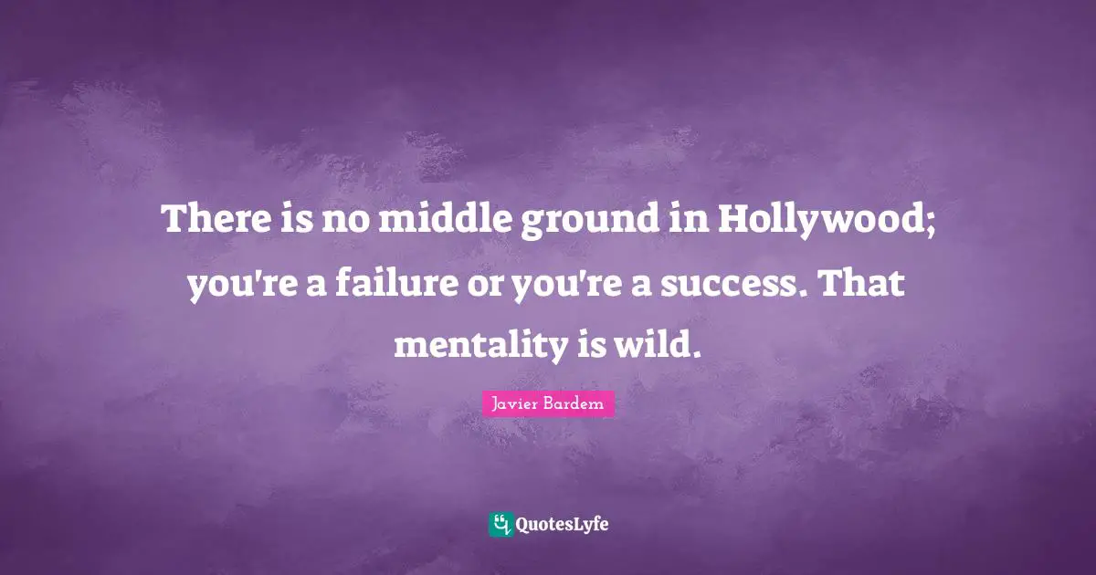 There is no middle ground in Hollywood; you're a failure or you're a success. That mentality is wild.