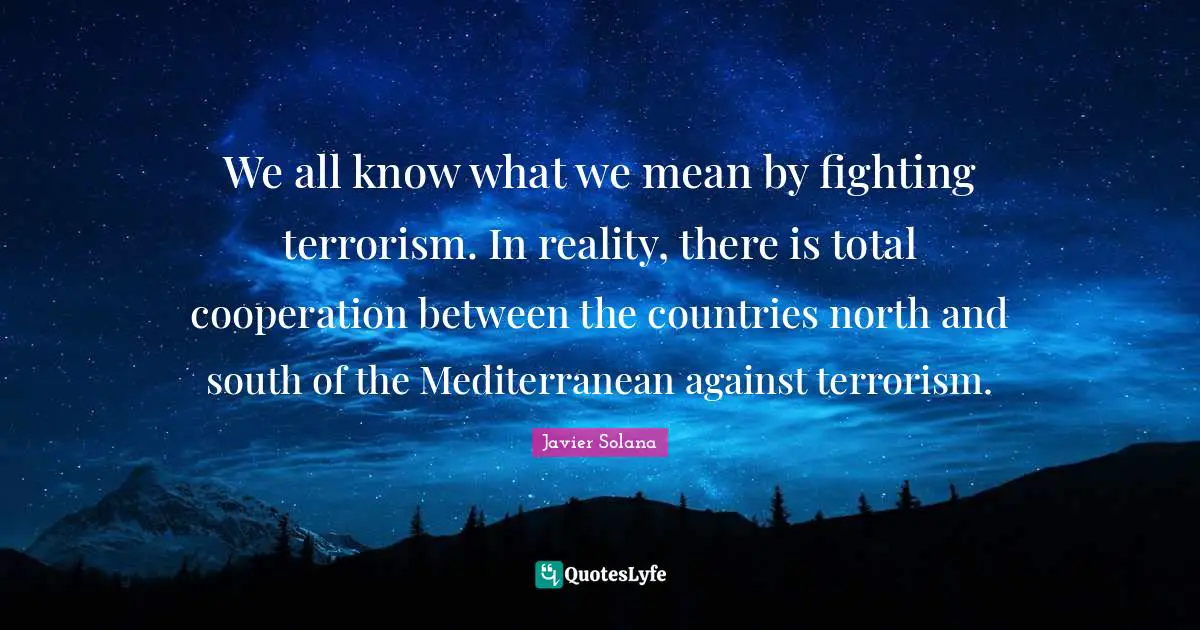We all know what we mean by fighting terrorism. In reality, there is total cooperation between the countries north and south of the Mediterranean against terrorism.
