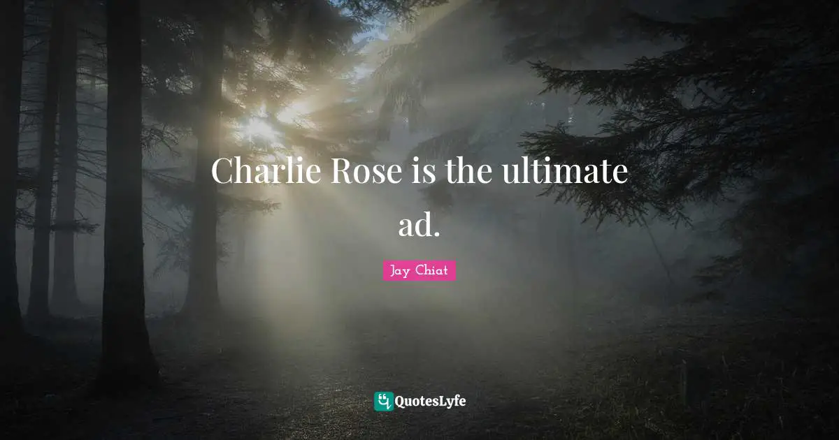 Charlie Rose is the ultimate ad.