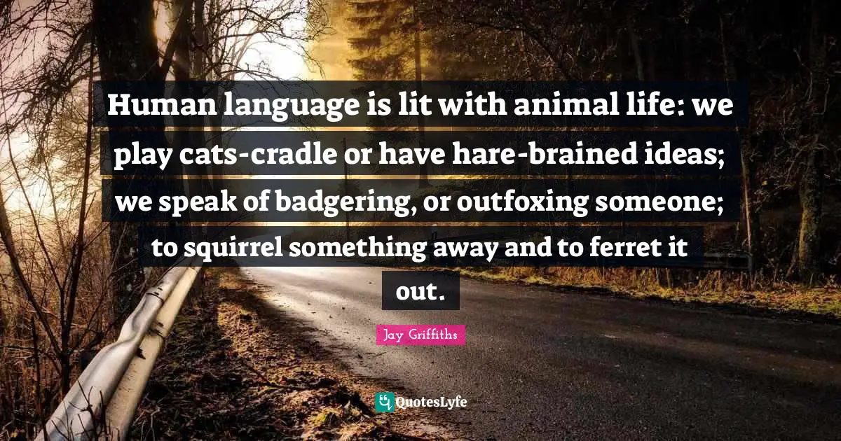 Human language is lit with animal life: we play cats-cradle or have hare-brained ideas; we speak of badgering, or outfoxing someone; to squirrel something away and to ferret it out.