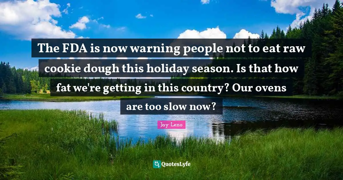 Holiday Season Quotes: "The FDA is now warning people not to eat raw cookie dough this holiday season. Is that how fat we're getting in this country? Our ovens are too slow now?"