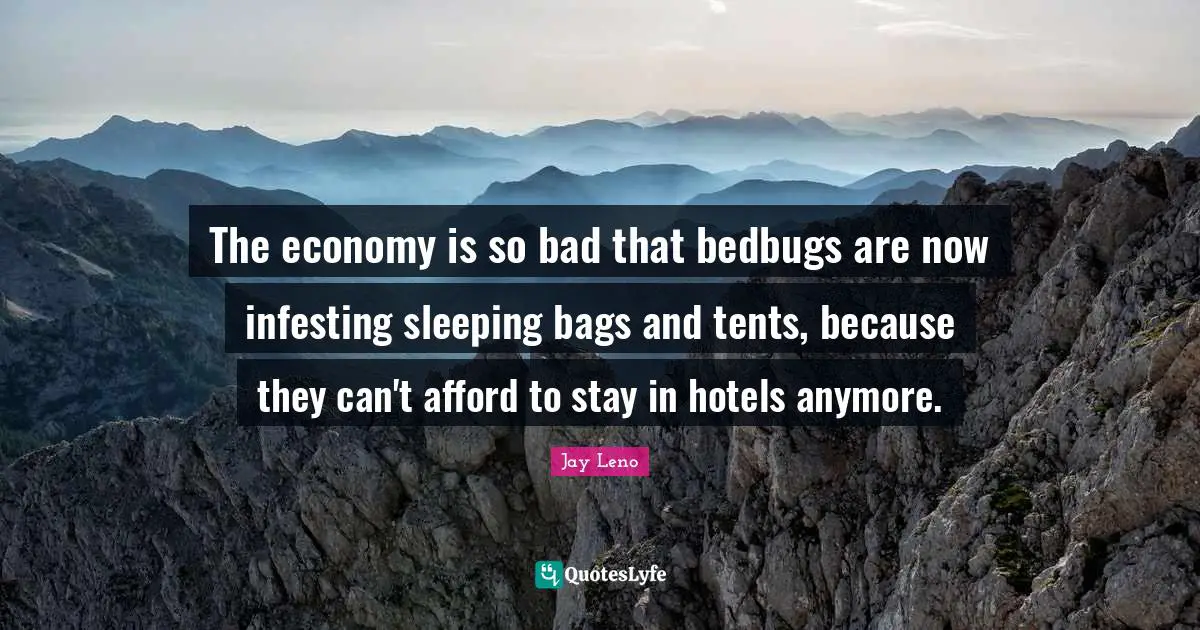 The economy is so bad that bedbugs are now infesting sleeping bags and tents, because they can't afford to stay in hotels anymore.