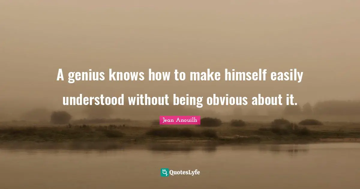 A genius knows how to make himself easily understood without being obvious about it.
