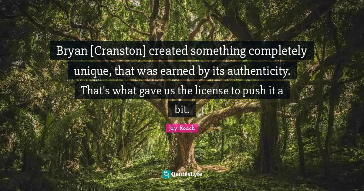 Jay Roach Quotes: "Bryan [Cranston] created something completely unique, that was earned by its authenticity. That's what gave us the license to push it a bit."