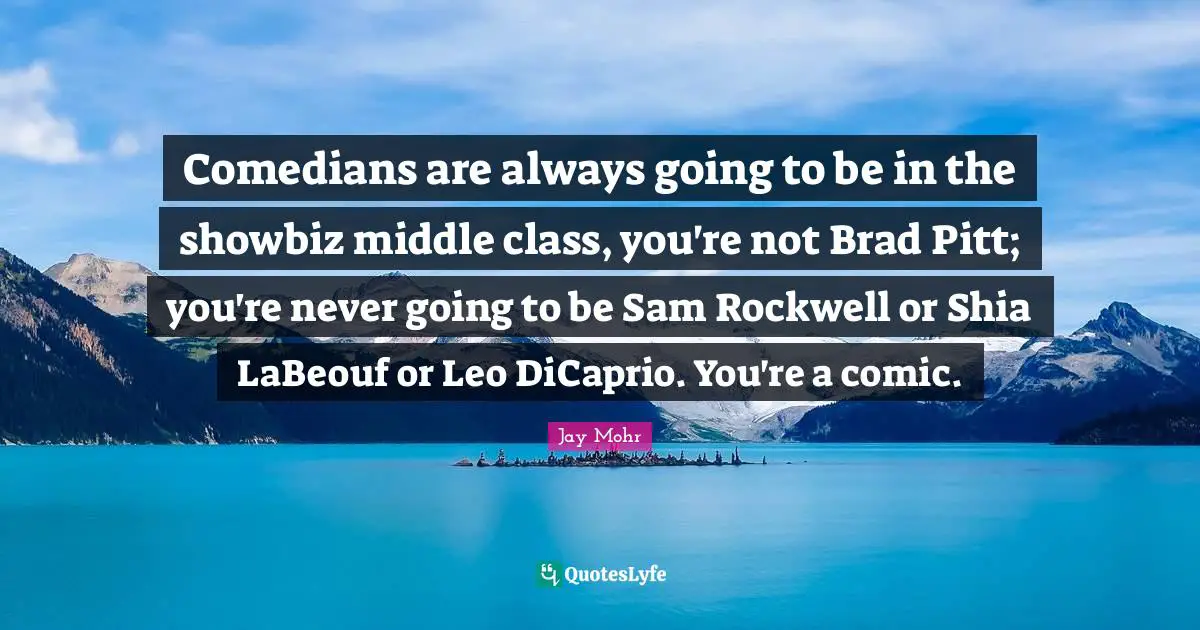Comedians are always going to be in the showbiz middle class, you're not Brad Pitt; you're never going to be Sam Rockwell or Shia LaBeouf or Leo DiCaprio. You're a comic.