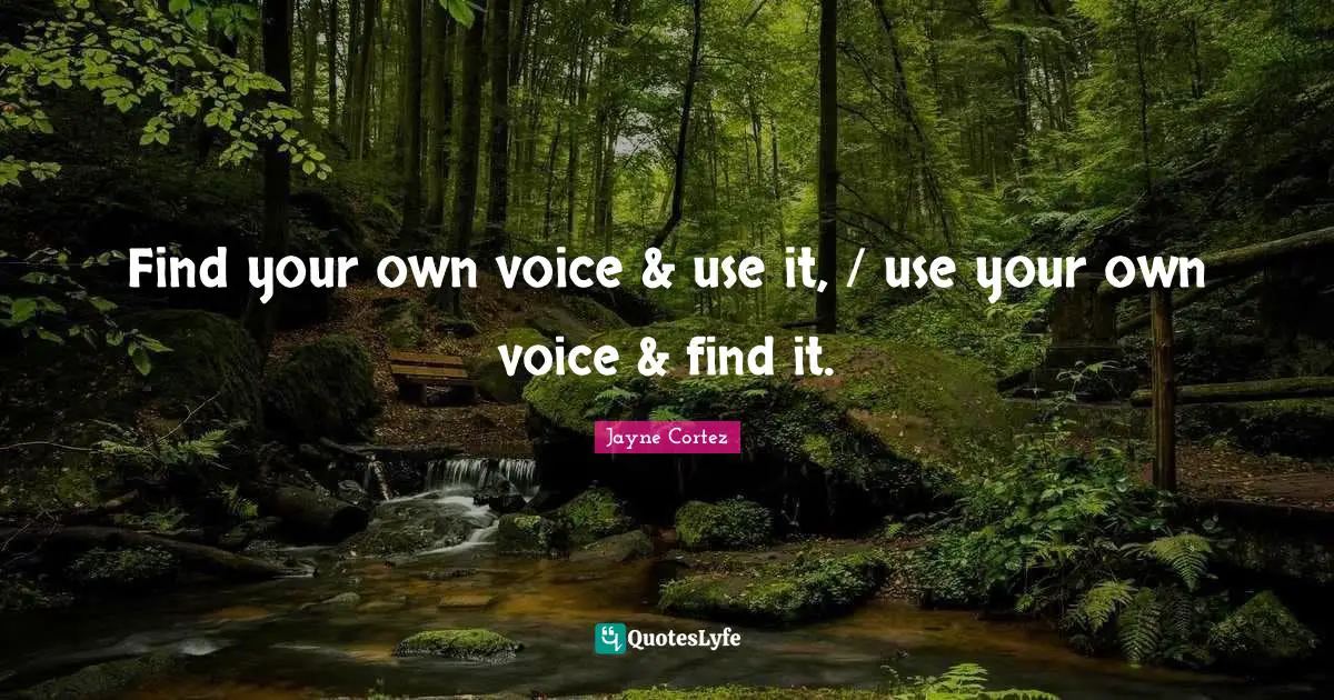 Find your own voice & use it, / use your own voice & find it.