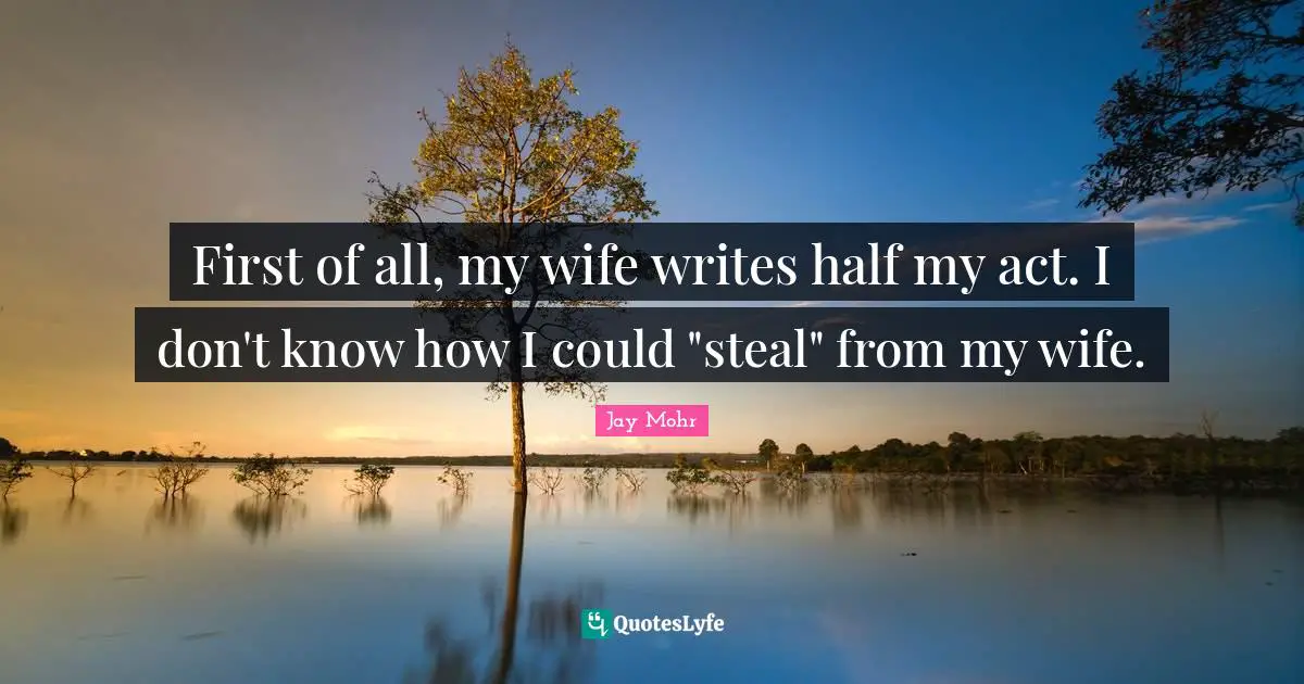 First of all, my wife writes half my act. I don't know how I could "steal" from my wife.