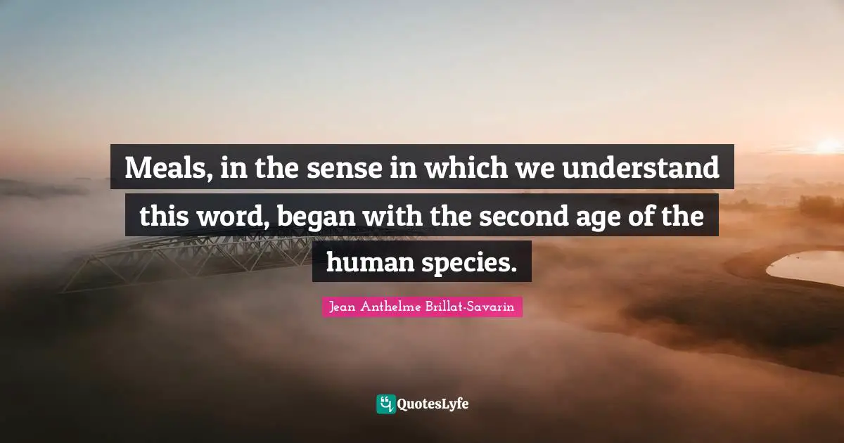 Meals, in the sense in which we understand this word, began with the second age of the human species.