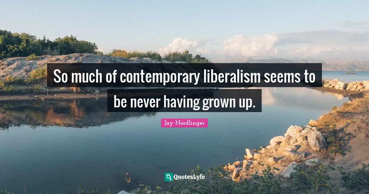 So much of contemporary liberalism seems to be never having grown up.