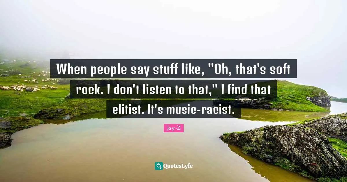 When people say stuff like, "Oh, that's soft rock. I don't listen to that," I find that elitist. It's music-racist.