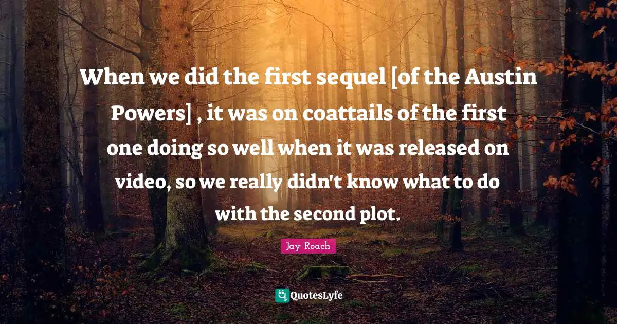 Jay Roach Quotes: "When we did the first sequel [of the Austin Powers] , it was on coattails of the first one doing so well when it was released on video, so we really didn't know what to do with the second plot."
