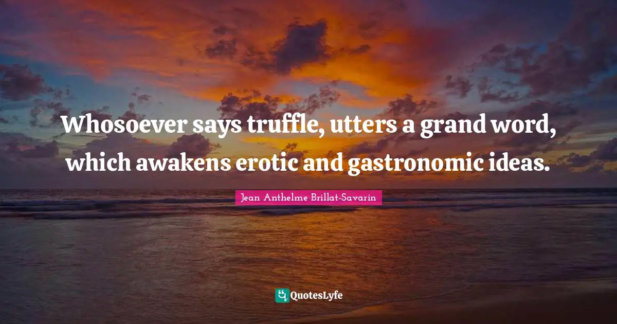 Whosoever says truffle, utters a grand word, which awakens erotic and gastronomic ideas.