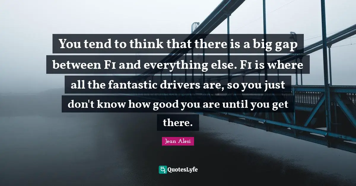 Fantastic Quotes: "You tend to think that there is a big gap between F1 and everything else. F1 is where all the fantastic drivers are, so you just don't know how good you are until you get there."