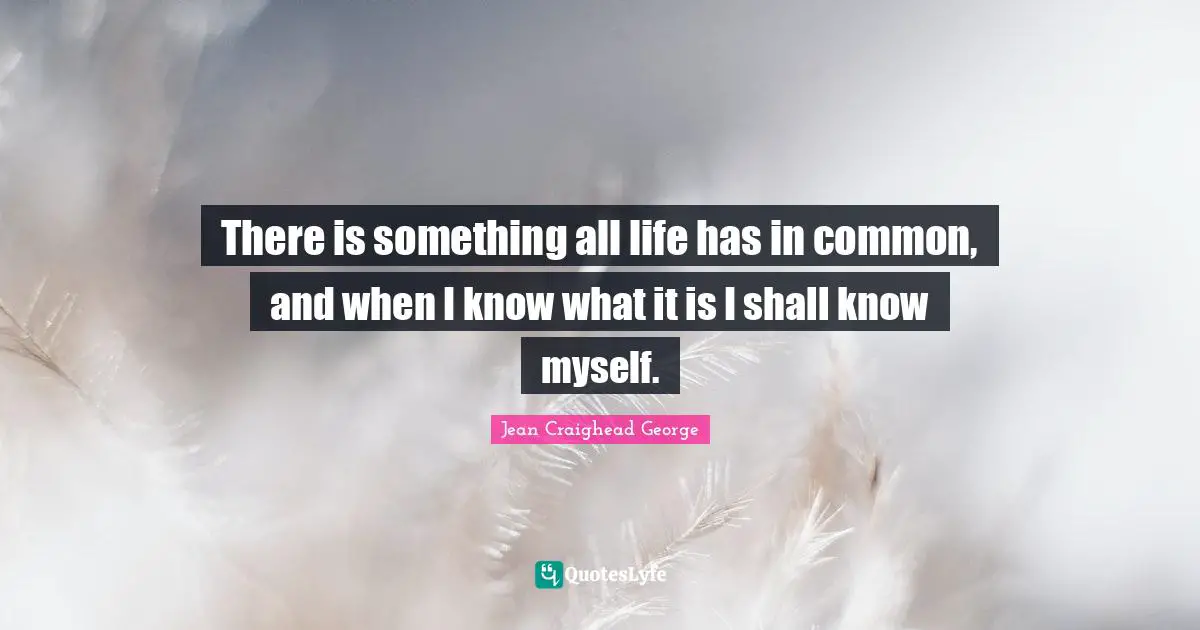 There is something all life has in common, and when I know what it is I shall know myself.