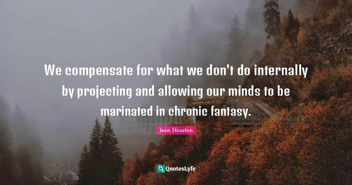 We compensate for what we don't do internally by projecting and allowing our minds to be marinated in chronic fantasy.