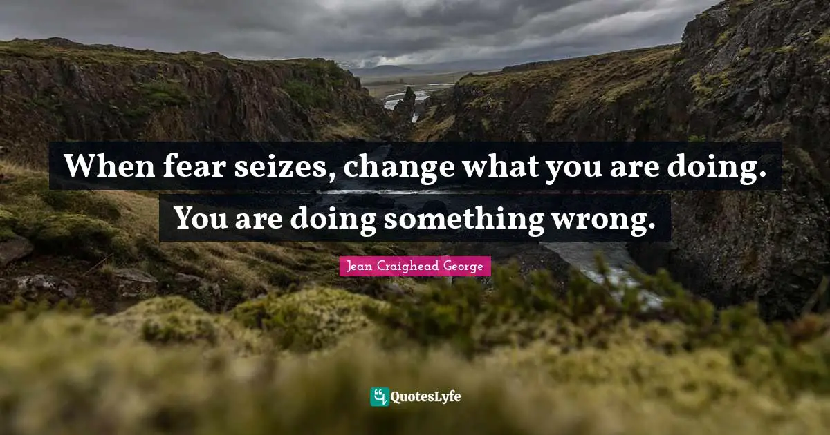 When fear seizes, change what you are doing. You are doing something wrong.