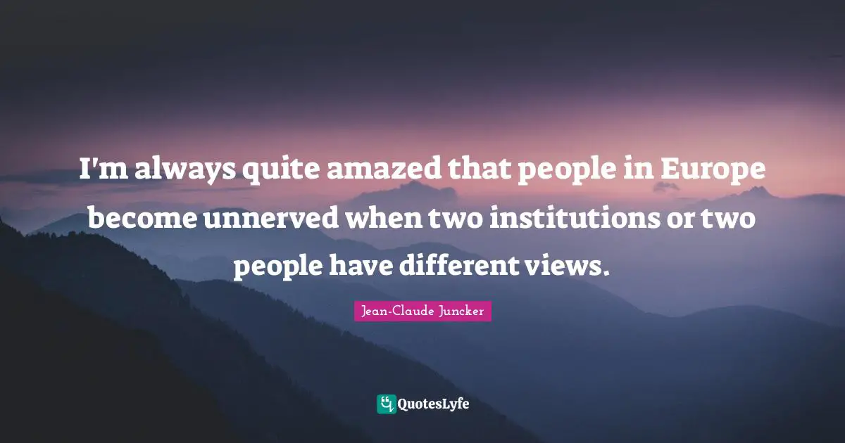 I'm always quite amazed that people in Europe become unnerved when two institutions or two people have different views.