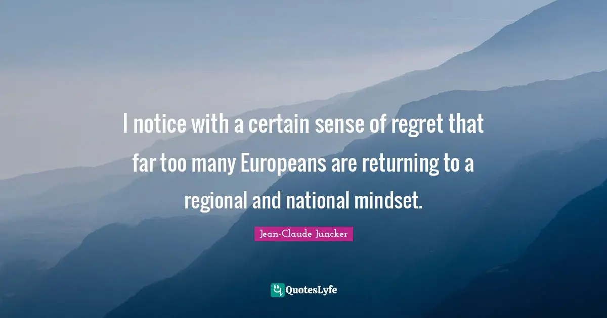 I notice with a certain sense of regret that far too many Europeans are returning to a regional and national mindset.