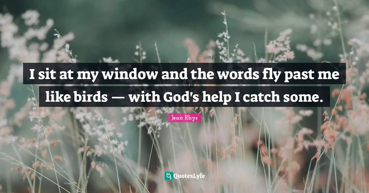 I sit at my window and the words fly past me like birds — with God's help I catch some.