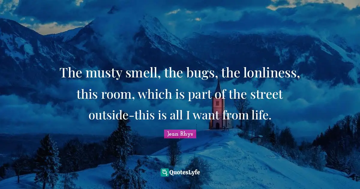 The musty smell, the bugs, the lonliness, this room, which is part of the street outside-this is all I want from life.