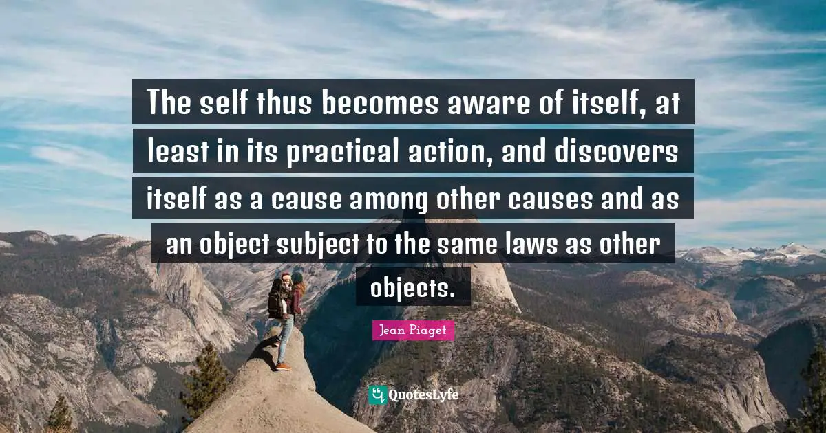 The self thus becomes aware of itself, at least in its practical action, and discovers itself as a cause among other causes and as an object subject to the same laws as other objects.