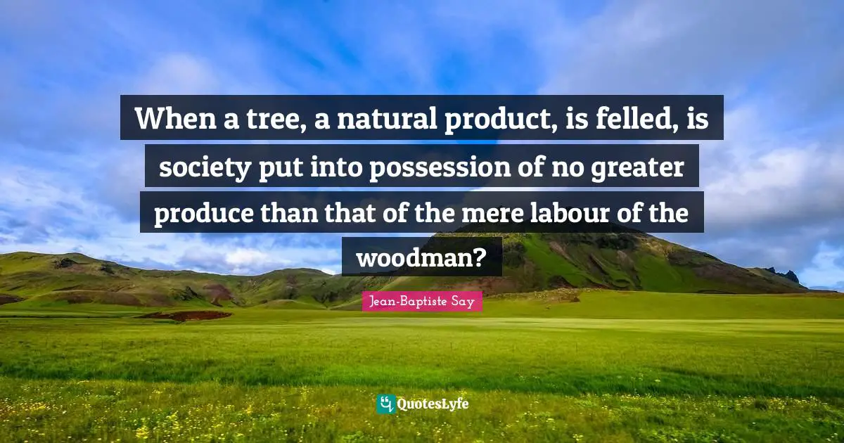When a tree, a natural product, is felled, is society put into possession of no greater produce than that of the mere labour of the woodman?