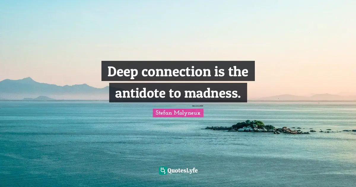 Stefan Molyneux Quotes: "Deep connection is the antidote to madness."