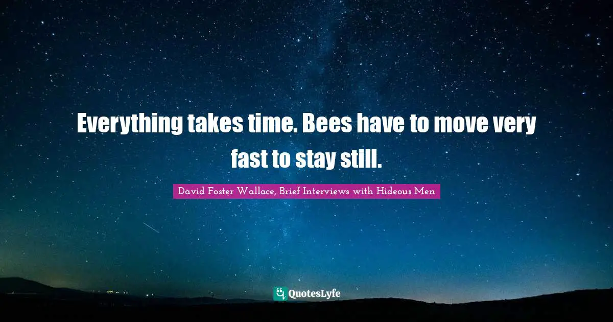 Impermanence Quotes: "Everything takes time. Bees have to move very fast to stay still."