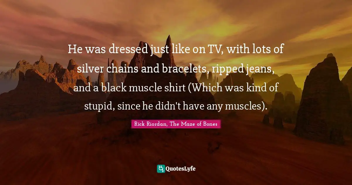 He was dressed just like on TV, with lots of silver chains and bracelets, ripped jeans, and a black muscle shirt (Which was kind of stupid, since he didn't have any muscles).