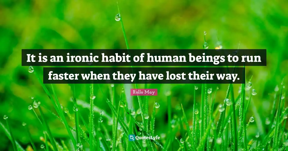 It is an ironic habit of human beings to run faster when they have lost their way.