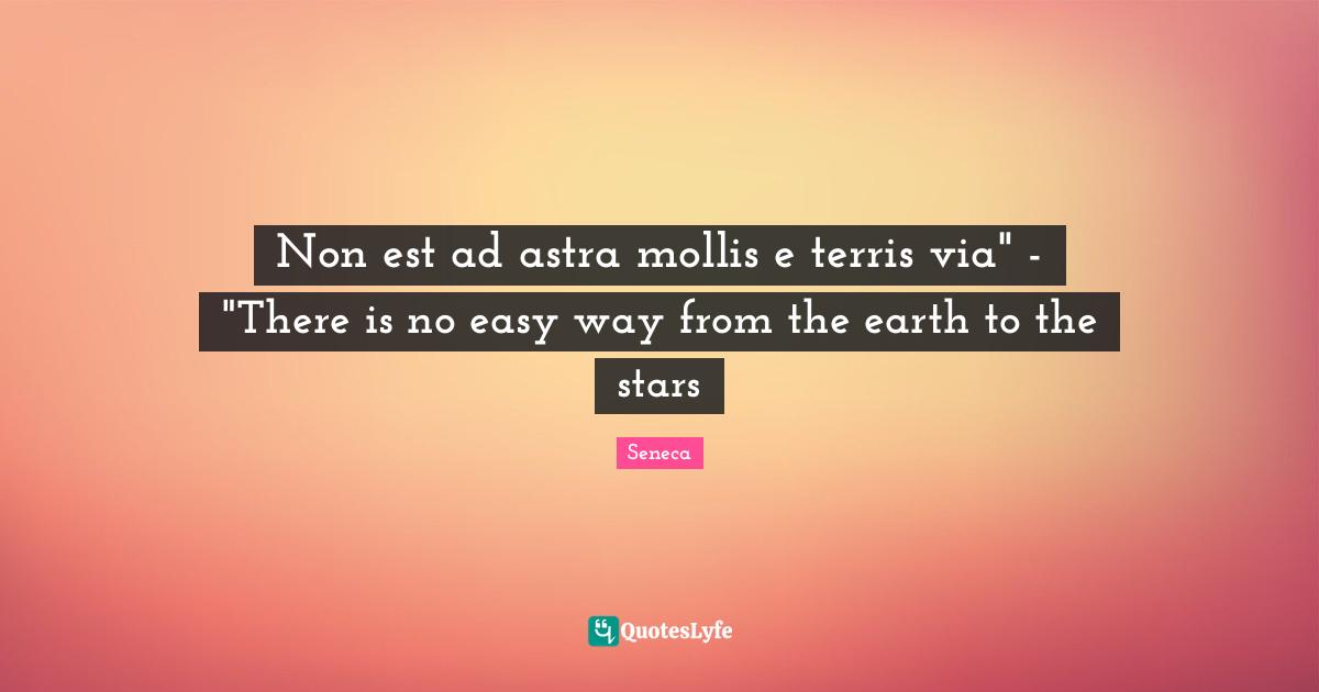 Non est ad astra mollis e terris via" - "There is no easy way from the earth to the stars