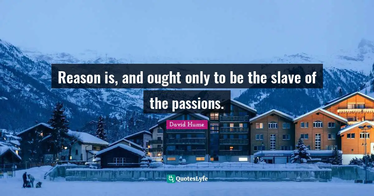 Reason is, and ought only to be the slave of the passions.