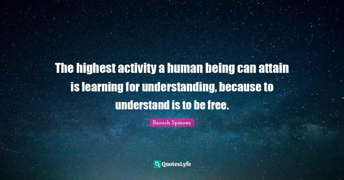 Philosophy Quotes: "The highest activity a human being can attain is learning for understanding, because to understand is to be free."