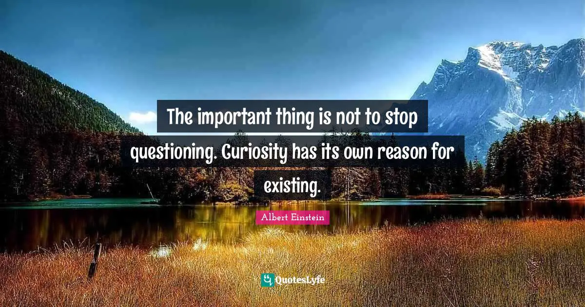 The important thing is not to stop questioning. Curiosity has its own reason for existing.