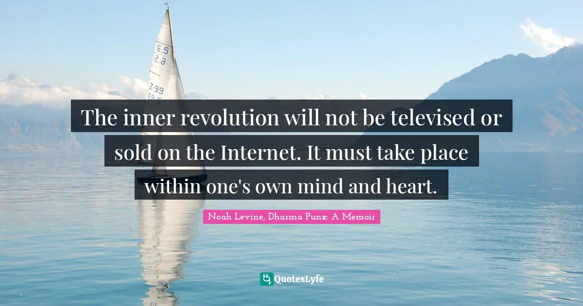 The inner revolution will not be televised or sold on the Internet. It must take place within one's own mind and heart.