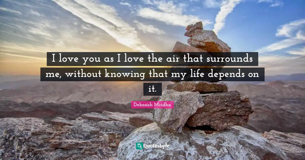 I love you as I love the air that surrounds me, without knowing that my life depends on it.