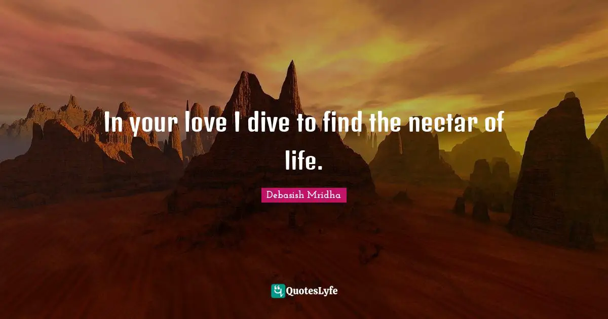 In your love I dive to find the nectar of life.