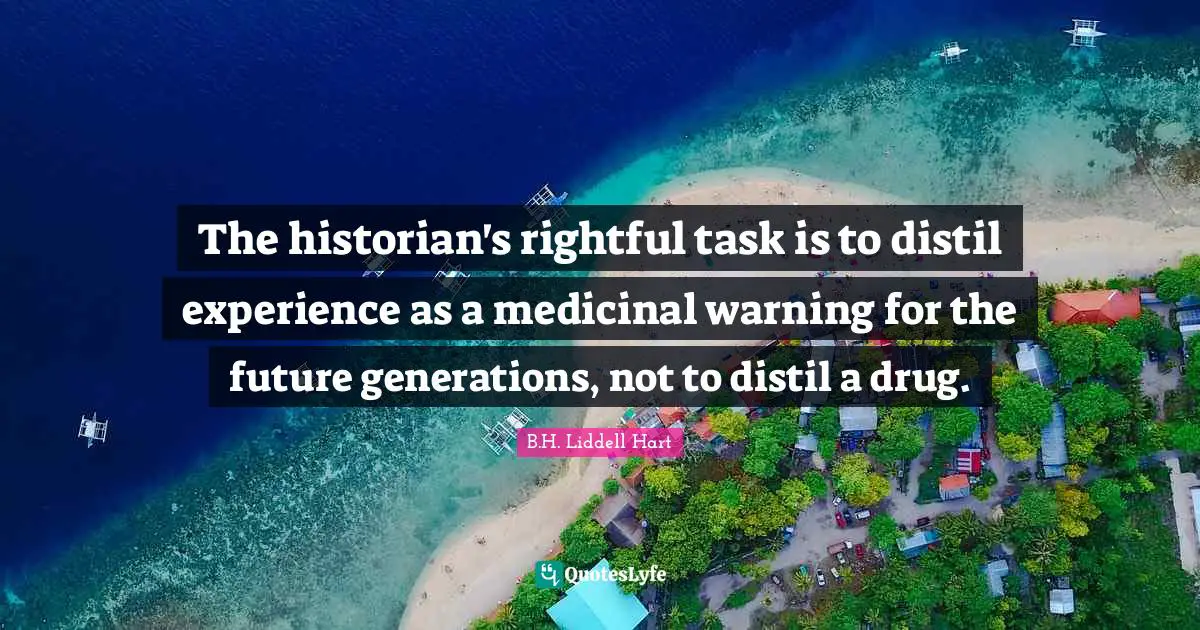 The historian's rightful task is to distil experience as a medicinal warning for the future generations, not to distil a drug.