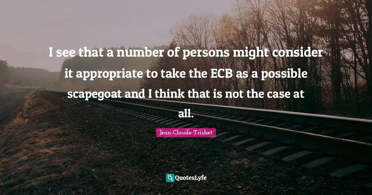 I see that a number of persons might consider it appropriate to take the ECB as a possible scapegoat and I think that is not the case at all.
