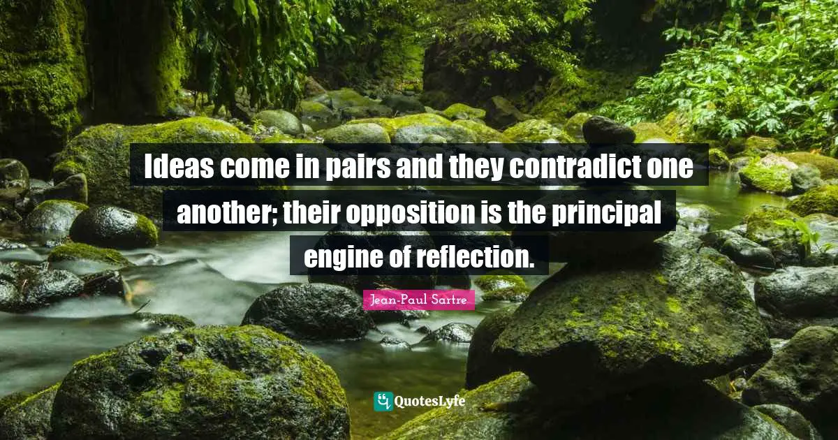 Ideas come in pairs and they contradict one another; their opposition is the principal engine of reflection.