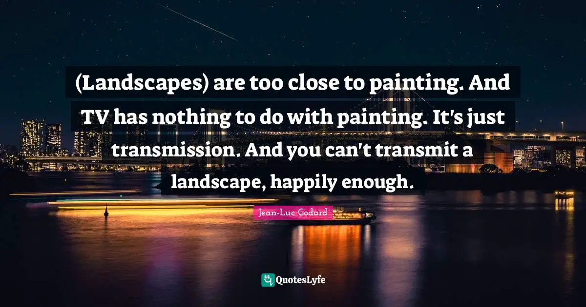 (Landscapes) are too close to painting. And TV has nothing to do with painting. It's just transmission. And you can't transmit a landscape, happily enough.